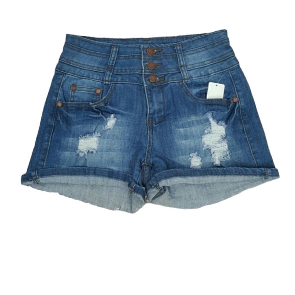 Women's High Waist Jean short shorts distressed - Picture 5 of 5